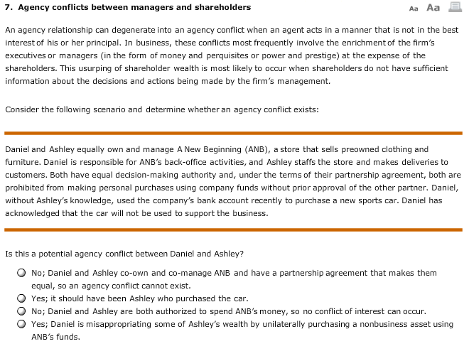  7. Agency conflicts between managers and shareholders Aa Aa An agency