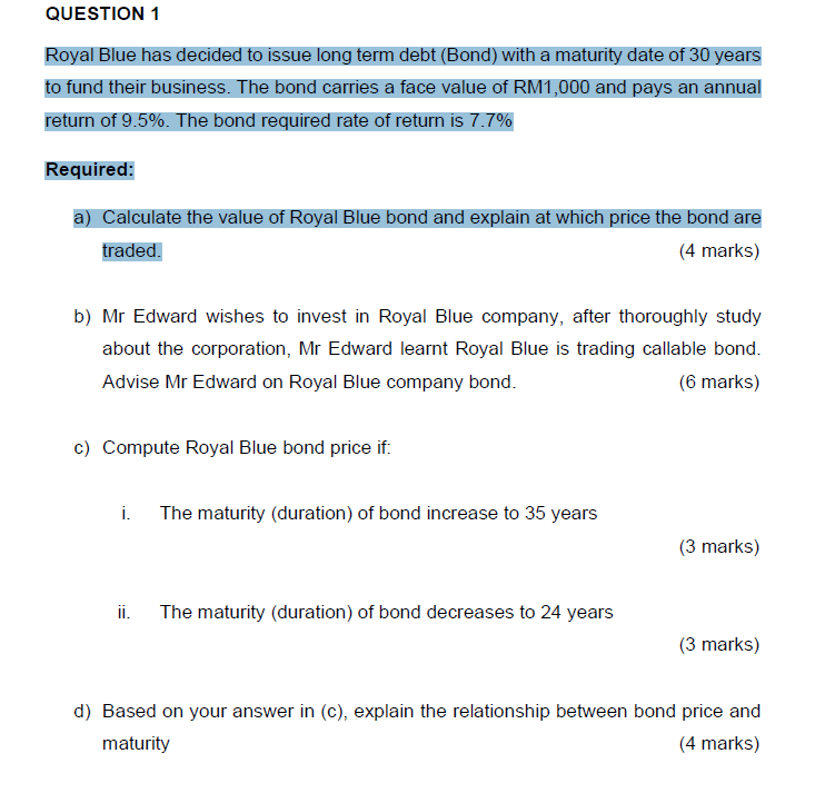 Please provide correct answer for all, want good mark. QUESTION 1 Royal