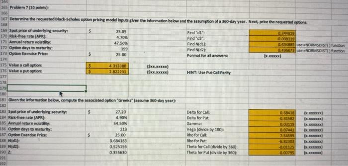  Show work for how values in orange highlighted boxes were derived