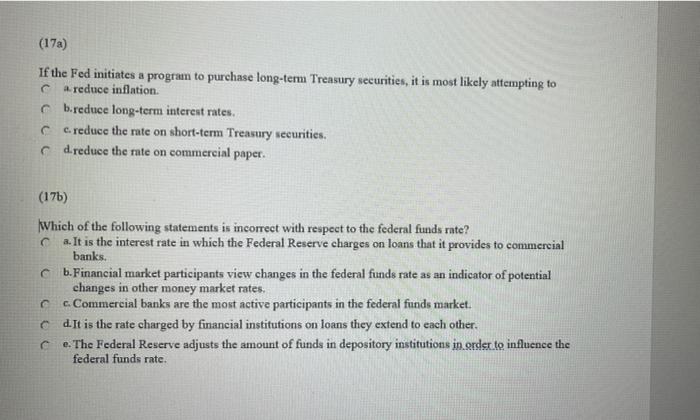  (17) If the Fed initiates a program to purchase long-term Treasury