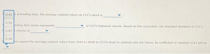 OCC are given in the following table. Remember: 1. While coc was