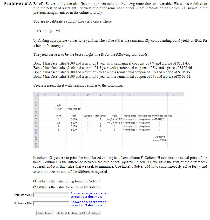Problem #2: Excel's Solver utility can also find an optimum solution