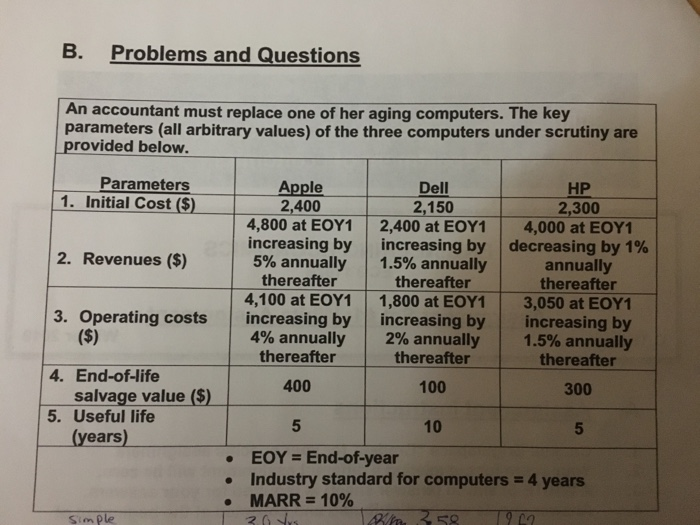  1)what's the best computer based on the simple payback method? What's