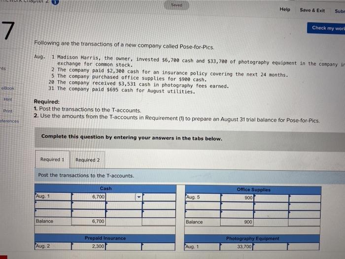  Saved Help Save & Exit Sub 7 Check my work Following