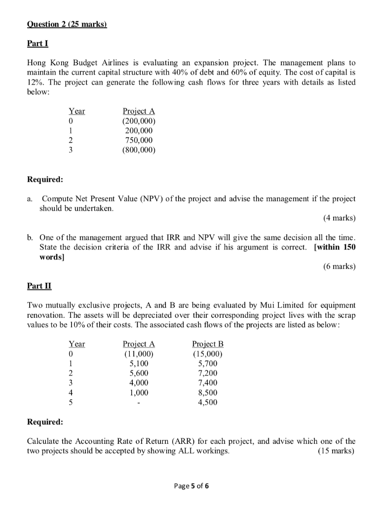 Please answer Part II (a) and (b)!!!Thanks Question 2 (25 marks) Part