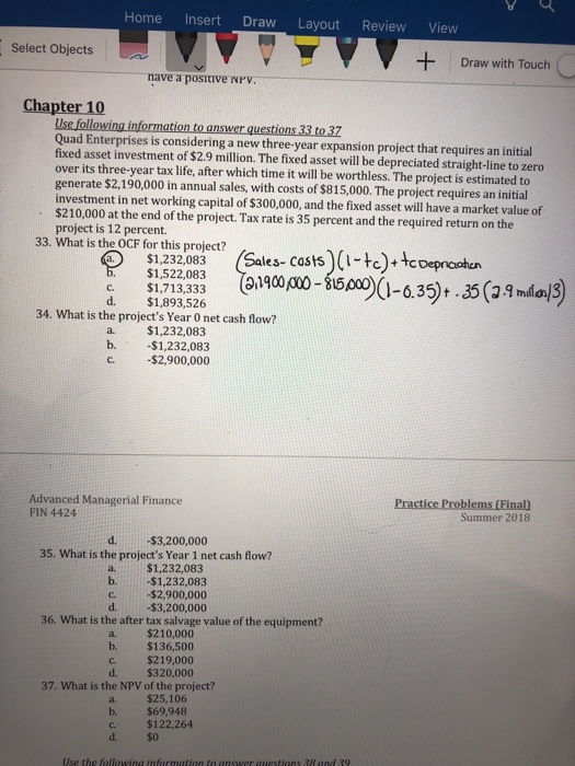  Home Insert Draw Layout Review View Select Objectsa Draw with Touch