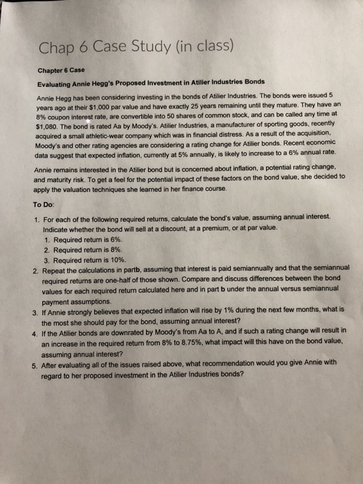  Chap 6 Case Study (in class) Chapter 6 Case Evaluating Annie