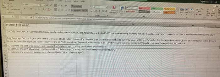  Da need YE X 1 Problem 2120 points) D The Cola