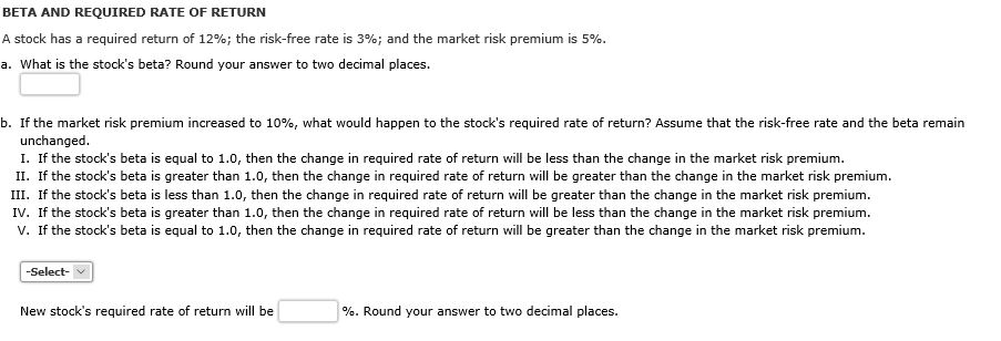 EXPECTED RETURN A stock's returns have the following distribution: Demand for the