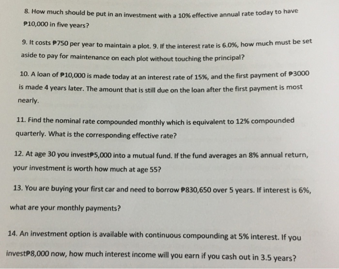  8 How much should be put in an investment with a