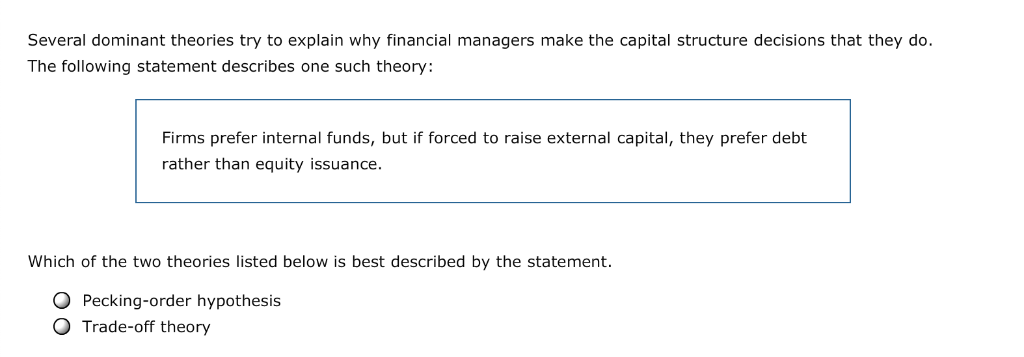 capital structure theories Aa Aa E The Modigliani and Miller theories are