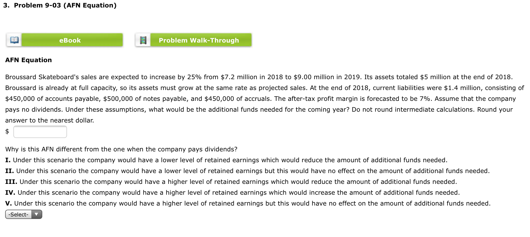 3. Problem 9-03 (AFN Equation) eBook Problem Walk-Through AFN Equation Broussard