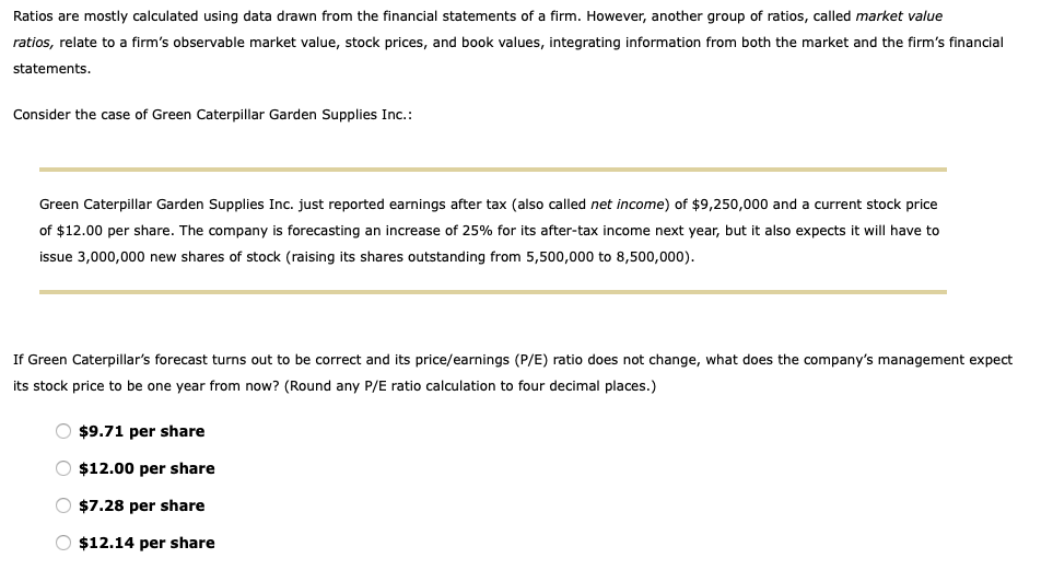 Ratios are mostly calculated using data drawn from the financial statements