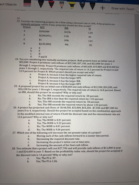 ect Objects Draw with Touch 22. 23. Consider the following projects,