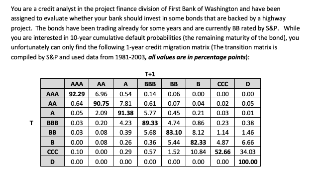 Describe how you could use this matrix to compute a 10-year