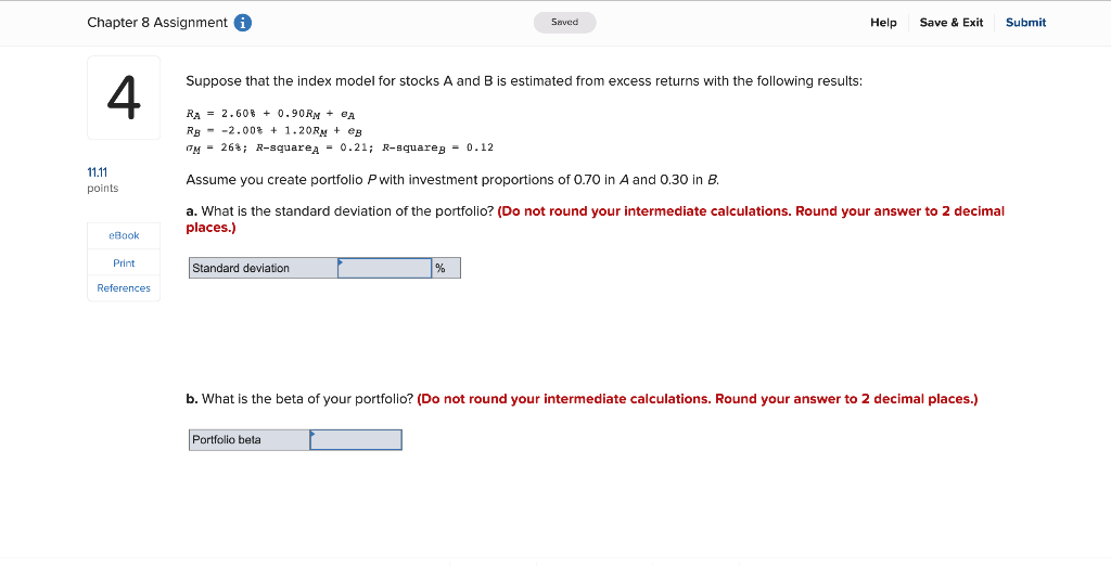  Chapter 8 Assignment i Seved Help Save & Exit Submit Suppose