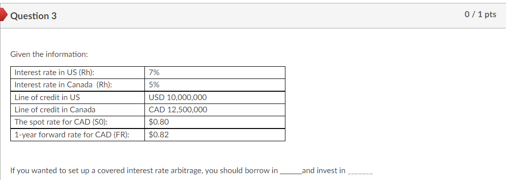 Question 3 0 / 1 pts Given the information: 7% 5%