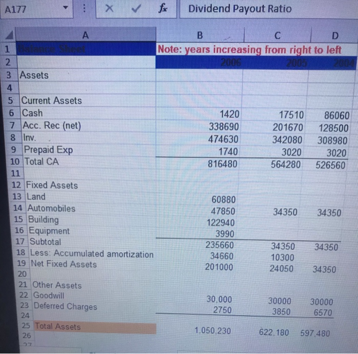  given the following information complete the cashflow statement A177 *** X