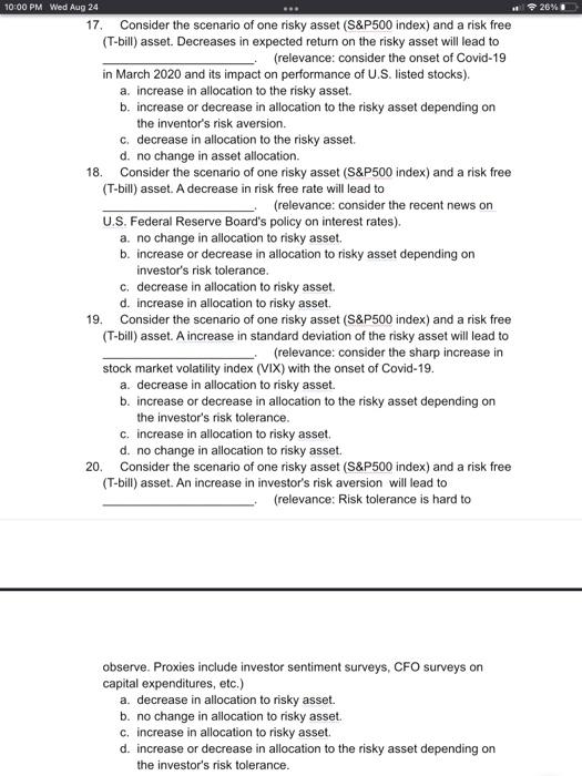 Please can you ansew these 5 multiple choice question 17. Consider the