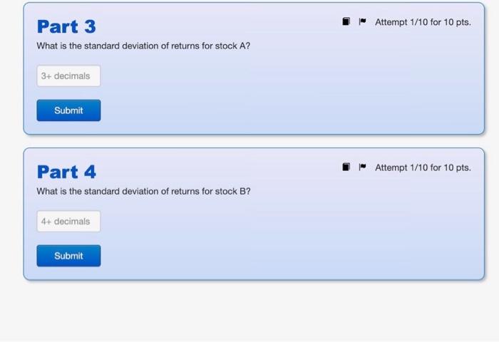 stocks A and B, given different states of the economy: Part 1