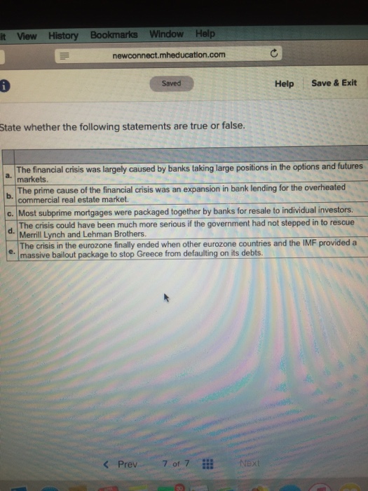  it View History Bookmarks Window Help newconnect. ucation.com Saved Help Save