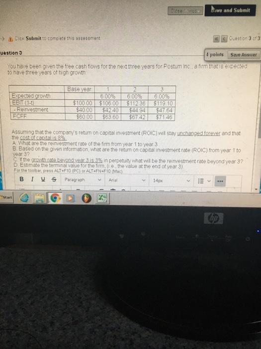  Closedondo Save and Submit > Click Submit to complete this sessment