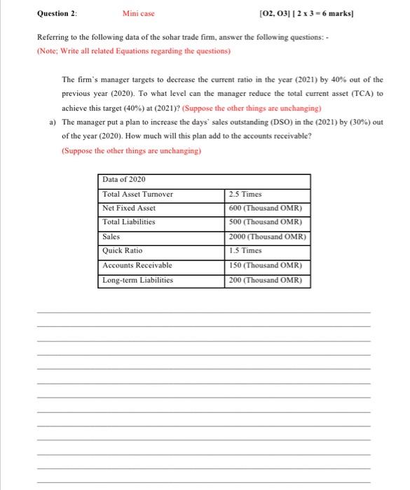  Question 2 Mini case [02.03]|213 - 6 marks! Referring to the