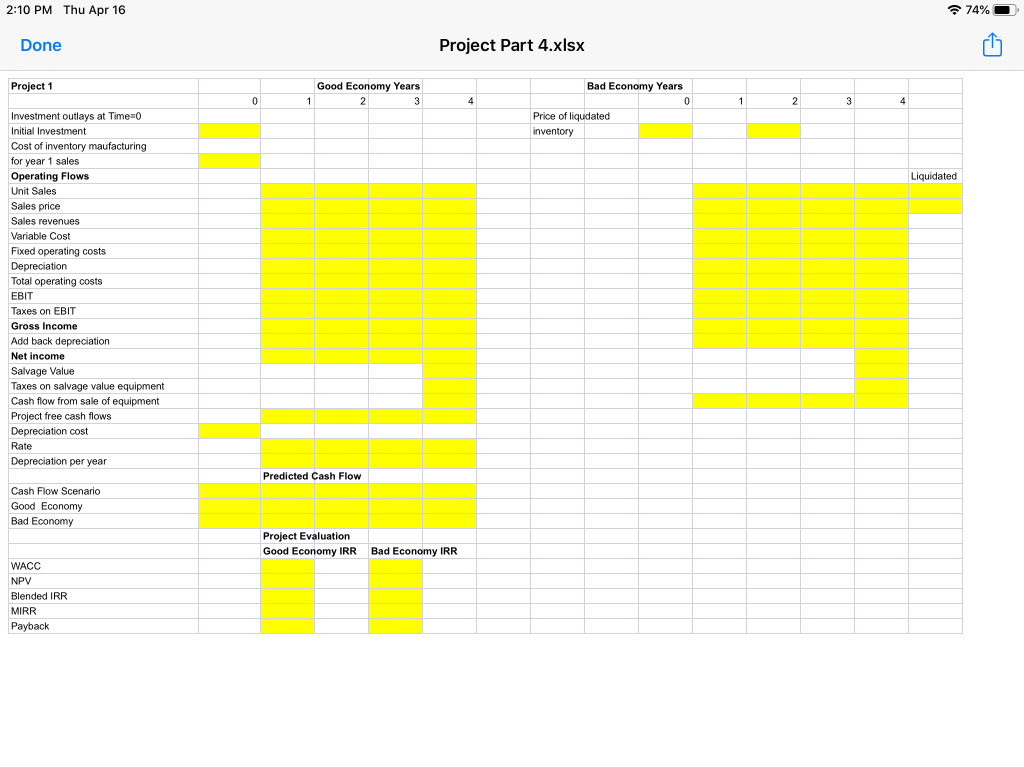 Needs to be set up in a cash flow spreadsheet 2:10