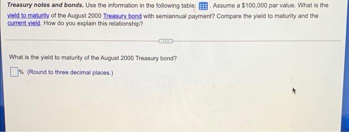 please explain and without excel Treasury notes and bonds. Use the information