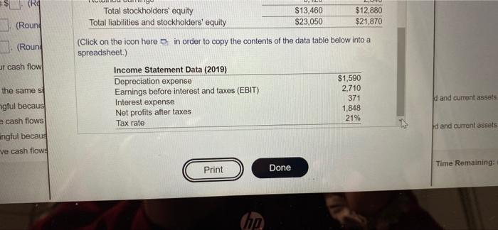 December 31, 2019. b. Calculate the firm's operating cash flow (OCF) for