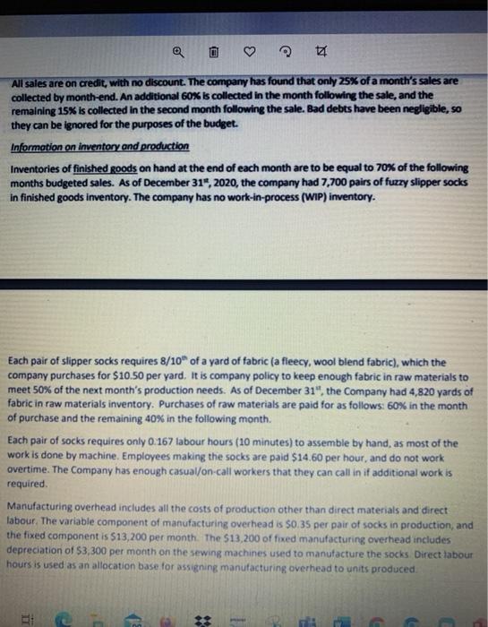 is already on chegg... The Fuzzy Slipper Sock Company Your Task You