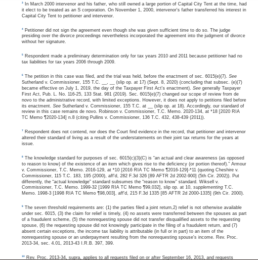 business. Notably, taxpayer failed Code Sec. 6015(b) 's knowledge/reason to know test