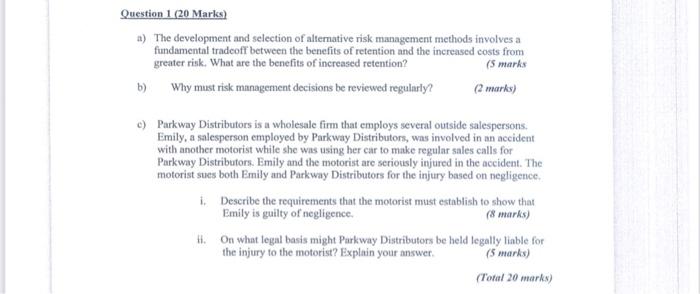risk management methods involves a fundamental tradeoff between the benefits of retention