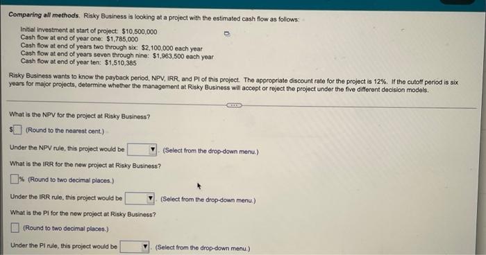 the estimated cash flow as follows: Initial investment at start of project: