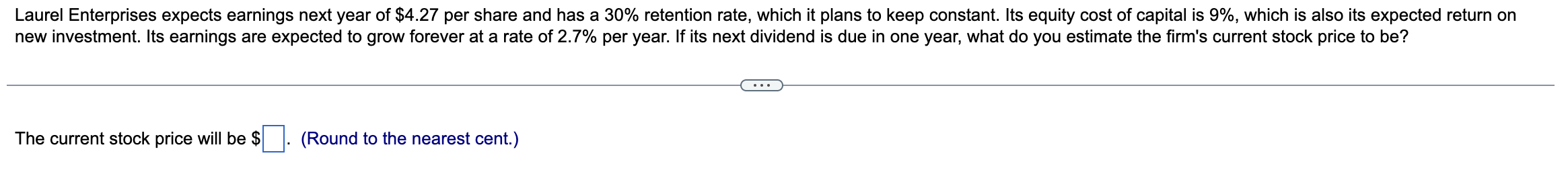firm pays the dividend in one year to justify its current price?
