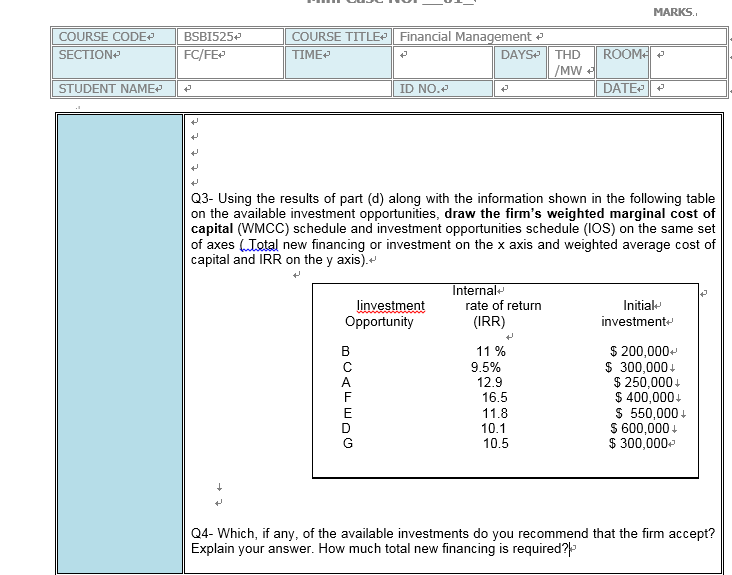  Subject FINANCIAL MANAGEMENT Note: Please Write from a laptop or computer