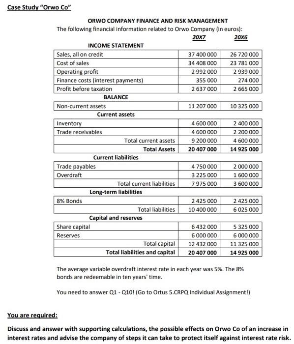  Case Study. Use the case in the picture below and answer