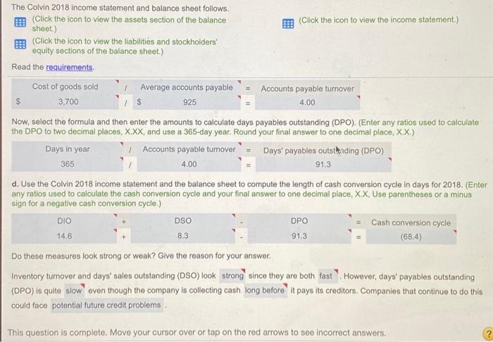 incorrect shown. A-D needed with new numbers given. The Colvin 2018