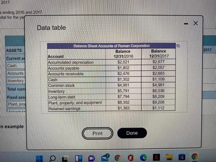  a. construct a balance sheet for 2016 and 2017 b. list