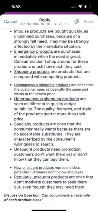 each product class? And define each item on the right. This is