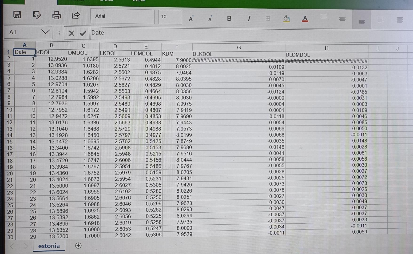 1. Using a suitable piece of exchange rate data perform the