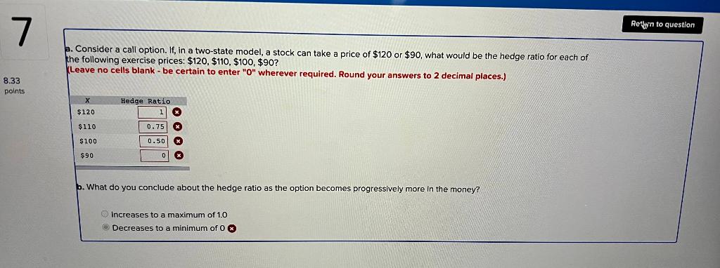 a. Consider a call option. If, in a two-state model, a stock