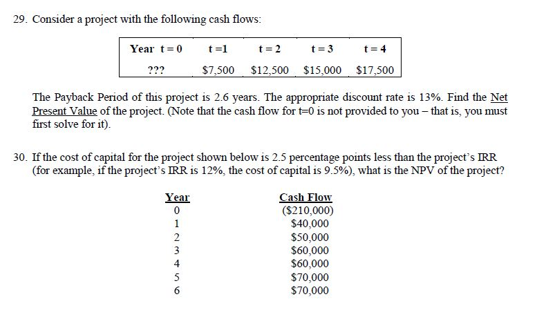  PLEASE SHOW YOUR WORK. THANK YOU :-) 29. Consider a project