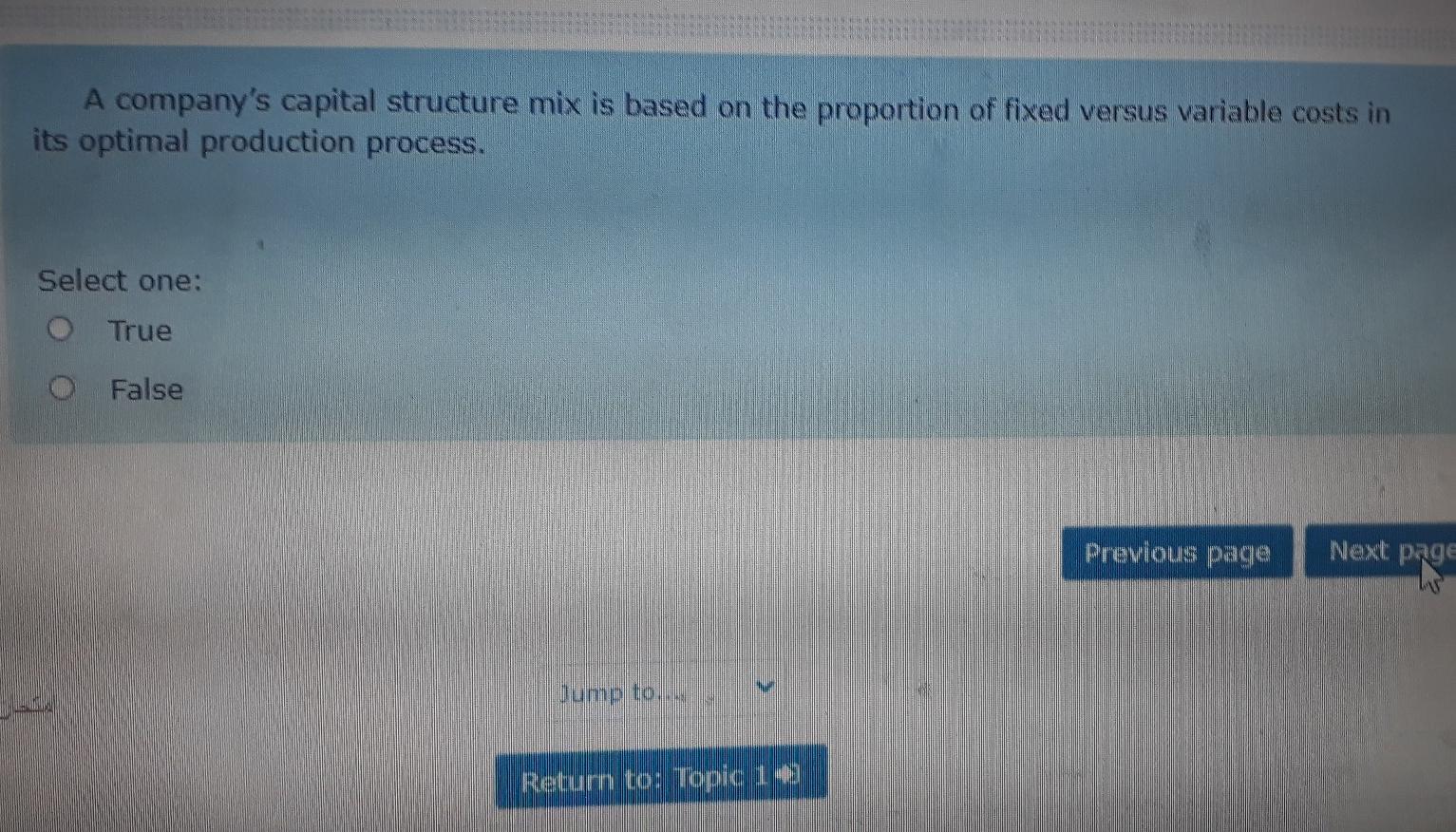  A company's capital structure mix is based on the proportion of
