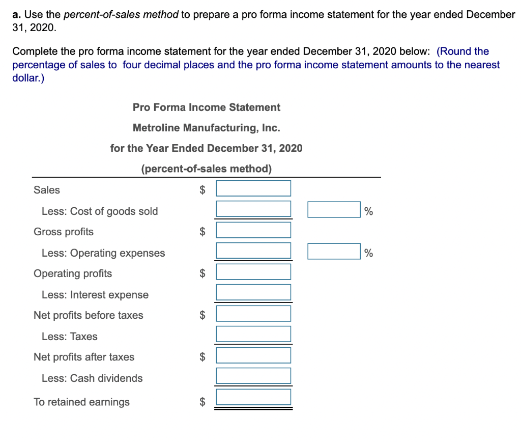 department of Metroline Manufacturing estimates that its sales in 2020 will be