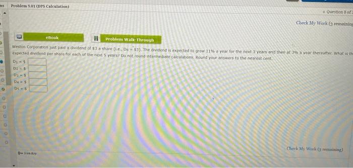  Problem 1.01 (DPS Calculation) Question of Check My Work 3 remaining