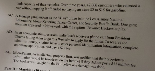 applications 26. Pretexting 27. Hacking 28. Password cracking 29. Salami technique 30.
