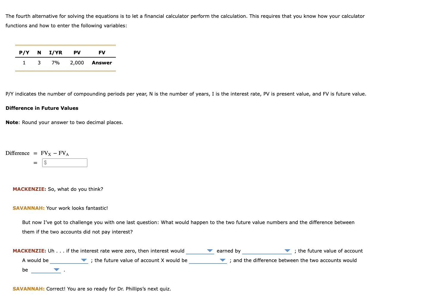 future value of an amount invested today that will earn a given