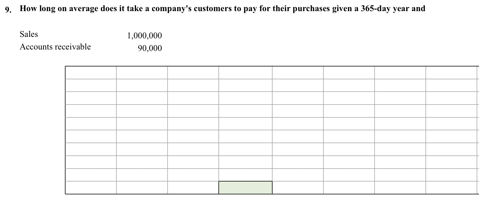  9. How long on average does it take a company's customers