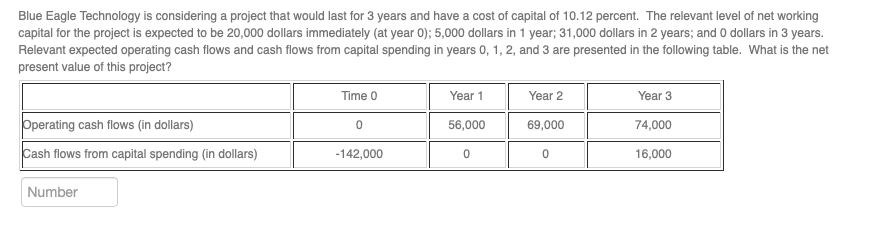  Blue Eagle Technology is considering a project that would last for
